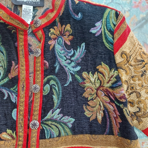 10P Sage Harbor Multi-colored Tapestry Jacket / Blazer - Picture 7 of 10